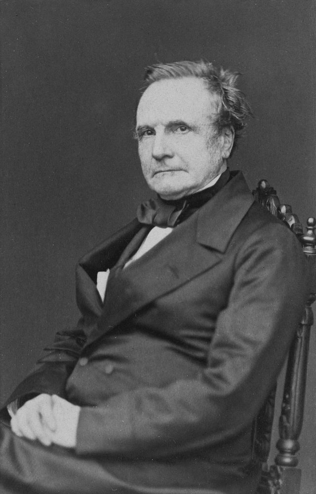 Old photograph of Charles Babbage, seated