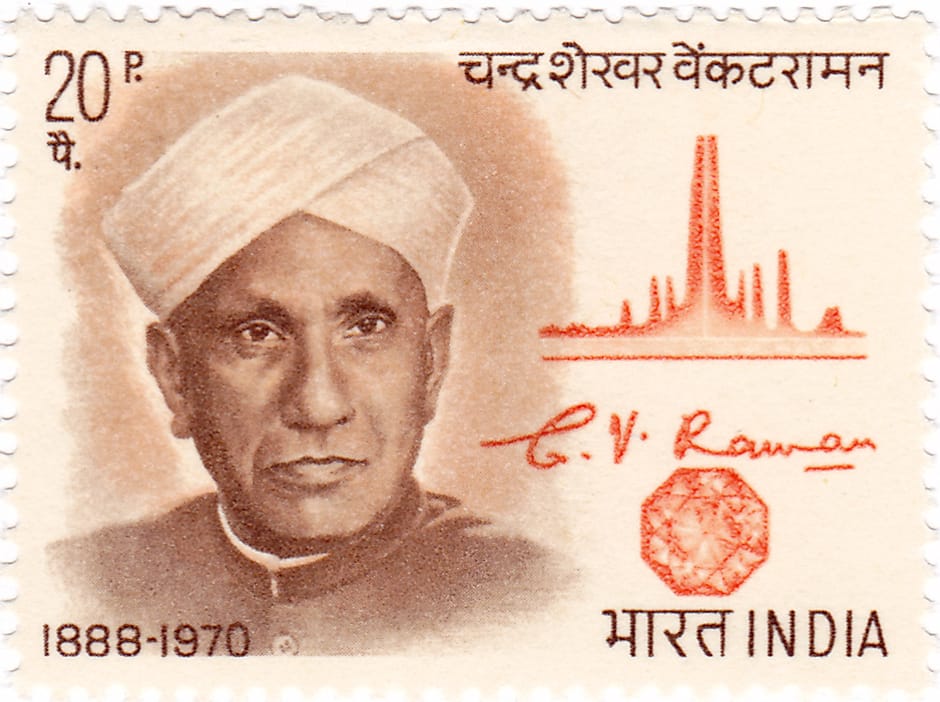 C. V. Raman on an Indian postage stamp