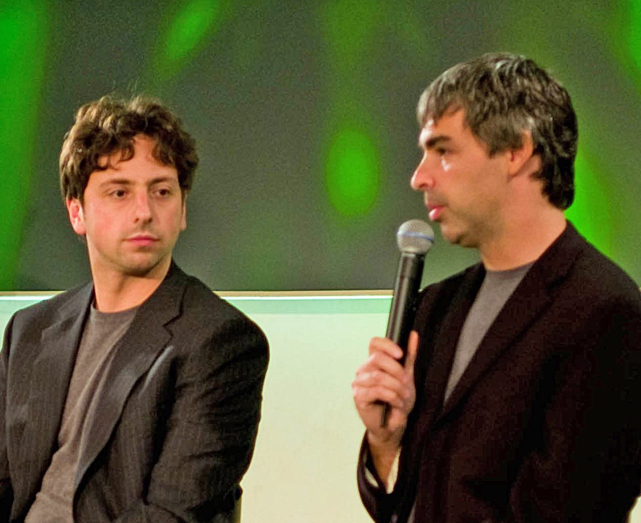 Sergey Brin and Larry Page standing side by side