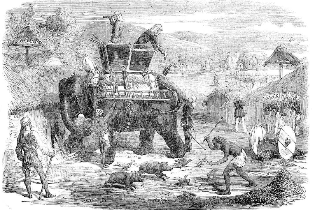1856 ਦੀ ਪੁਰਾਣੀ ਅਖ਼ਬਾਰੀ ਤਸਵੀਰ, ਜਿਸ ਦਾ ਸਿਰਲੇਖ ਹੈ ਵਿਦਰੋਹੀ ਸੰਥਾਲਾਂ ਦੀ ਭਾਲ
