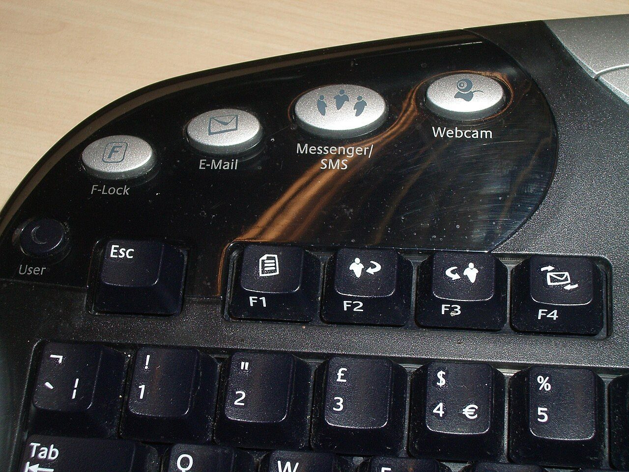 Close-up of the top-left corner of a keyboard showing the Esc key and the F1 to F4 function keys