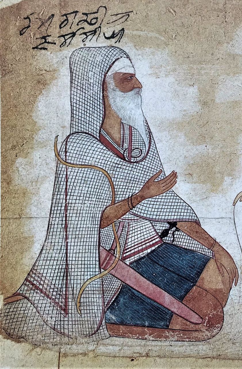 ਚਾਰਖ਼ਾਨੇ ਦੀ ਲੋਈ ਵਿੱਚ ਕਮਾਨ ਫੜੀ ਬੈਠੇ ਜੱਸਾ ਸਿੰਘ ਰਾਮਗੜ੍ਹੀਆ ਦਾ ਪੁਰਾਣਾ ਚਿੱਤਰ