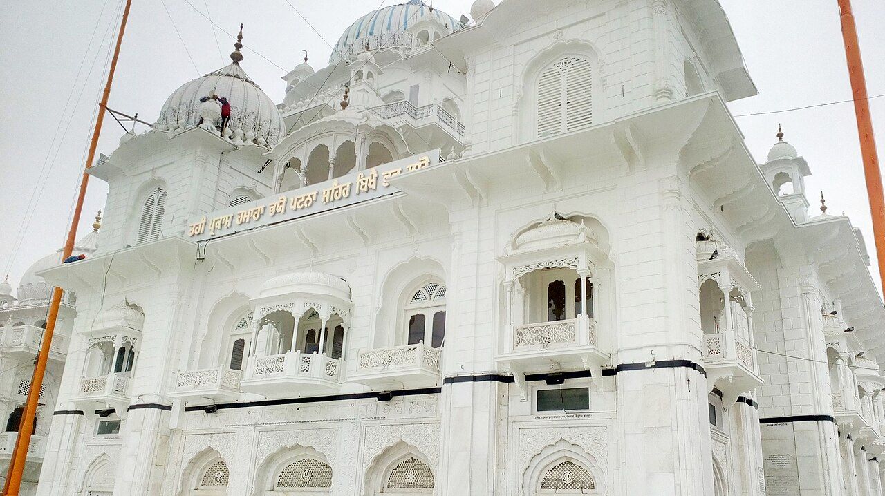 Close view of the white marble Takht building at Patna
