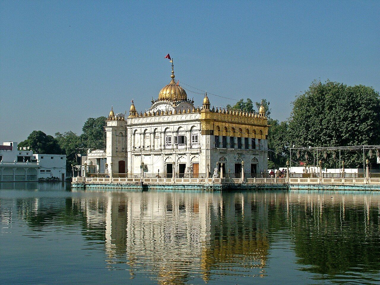 Durgiana Temple, Amritsar, with its gilded domes in the middle of a tank